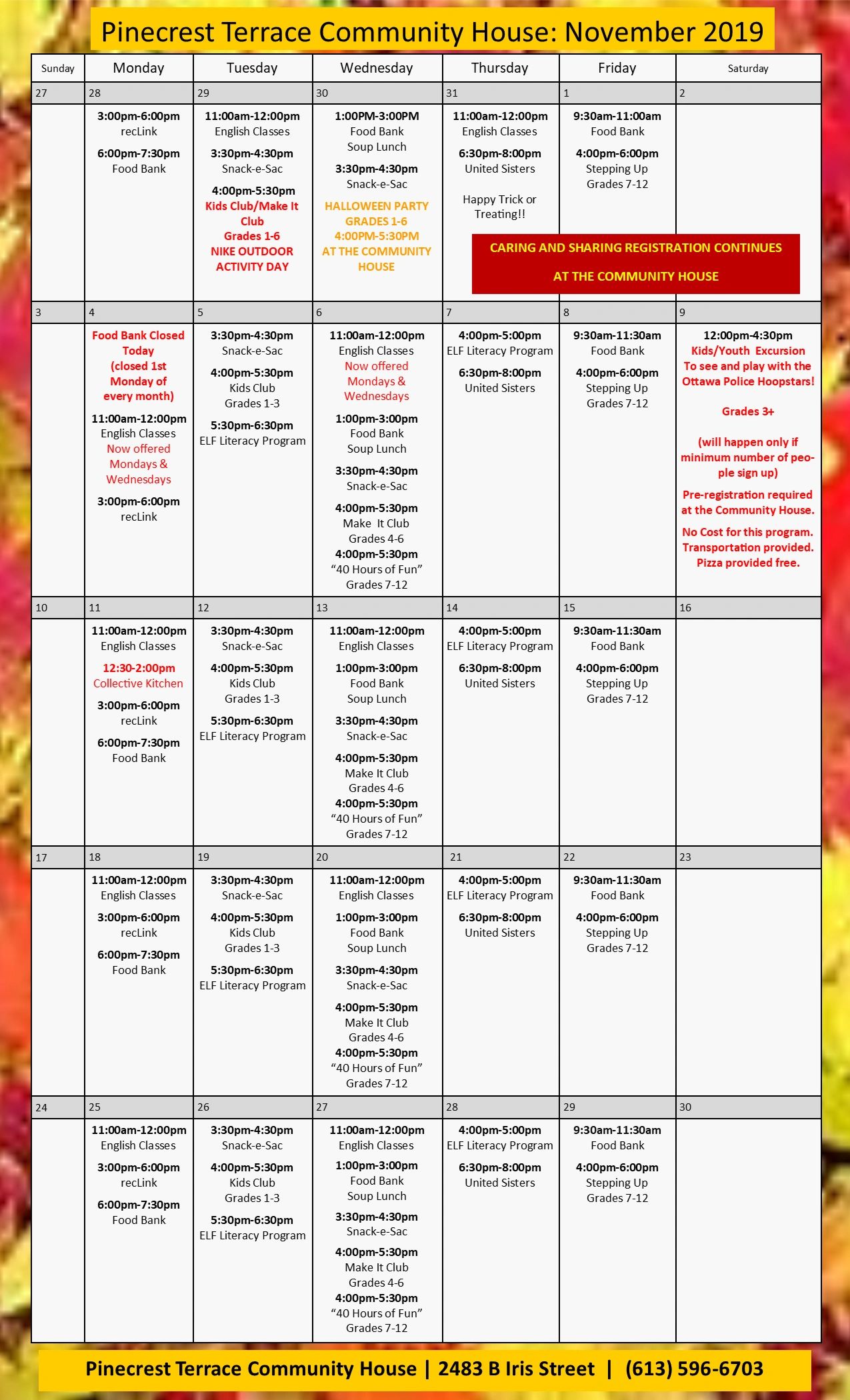 Pinecrest Cadence Calendar